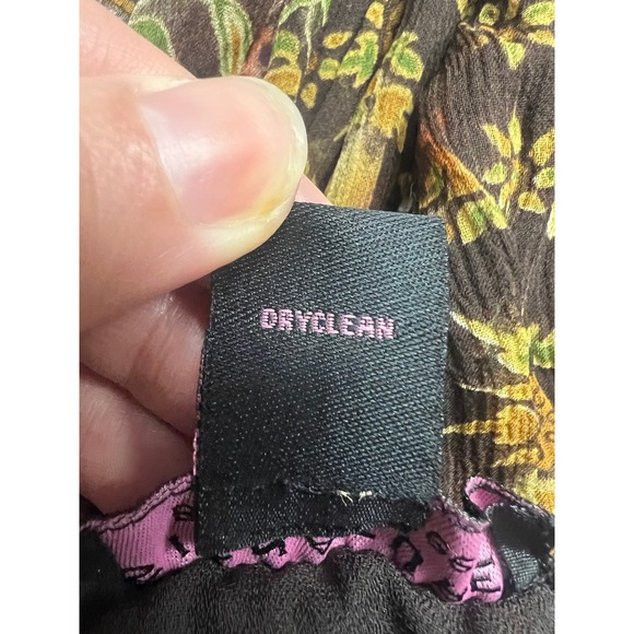 Vintage Y2K 100% SILK Halter Mini Dress Size 14 Open Back Lined Boho Browns - Picture 12 of 13